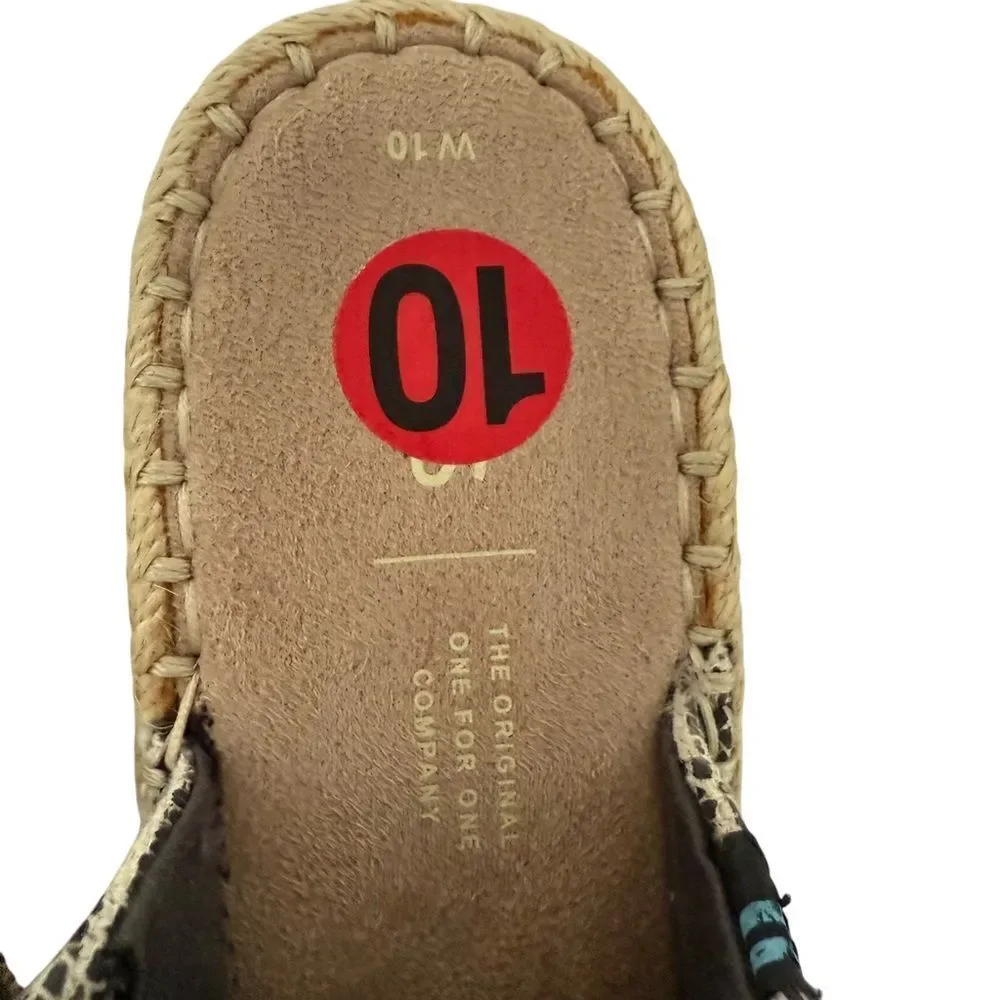 Toms Brown Monica Mule Snakeskin Open Toe Wedge Slip on Sandals